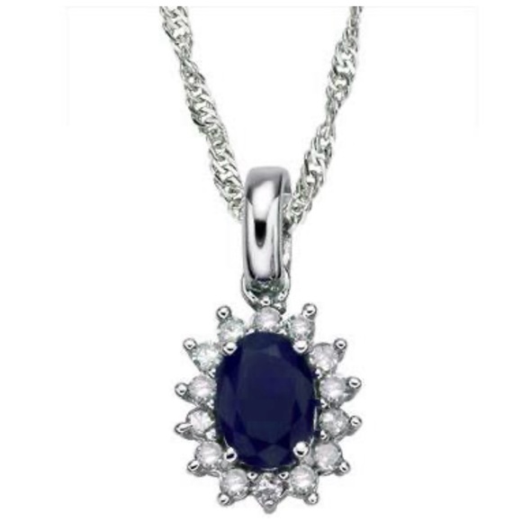 Gorgeous Womens Solid 14K White Gold 1/5 CTWDiamonds and Sapphire